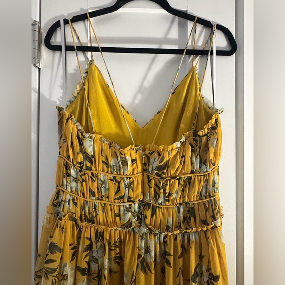 Monique Lhuillier ML Floral Yellow Maxi Dress - 10 - Picture 5 of 6